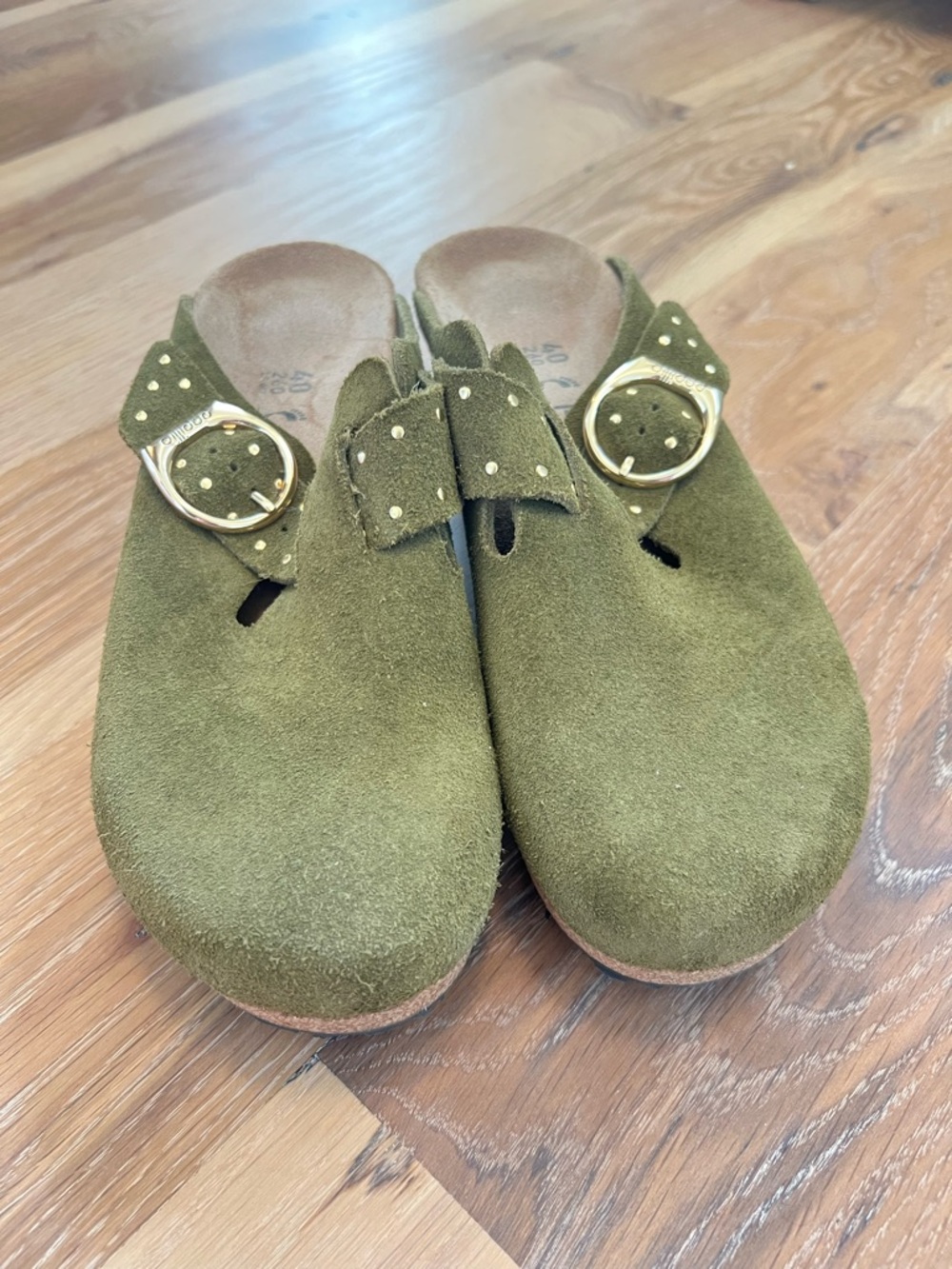 Papillio Birkenstock Olive Suede Clogs Sz 40 - Picture 3 of 6